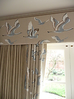 Curtain Header - ducks flying pattern header with pelmet